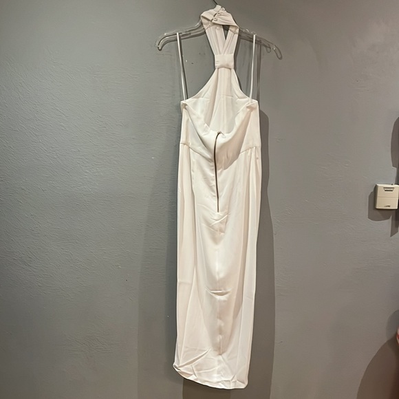 Shona joy x Revolve Knotted Neckline Tulip Hem Draped Dress Gown Ivory NWT - Picture 9 of 14